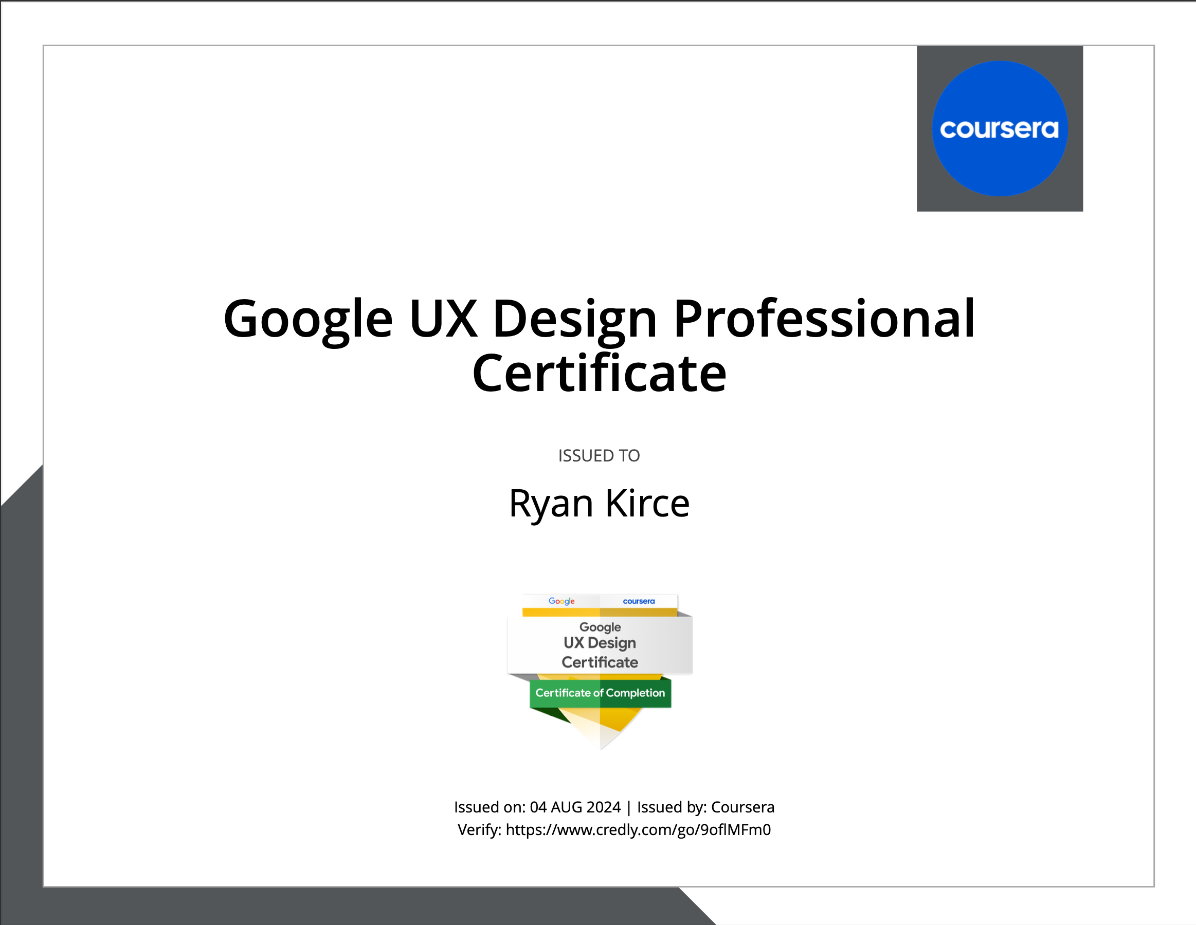 UX Design Professional Certificate